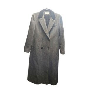 J.G.HOOK GREY WOOL PEA COAT WOMEN OUTERWEAR CLASSIC STYLE DOUBLE BREASTED COAT